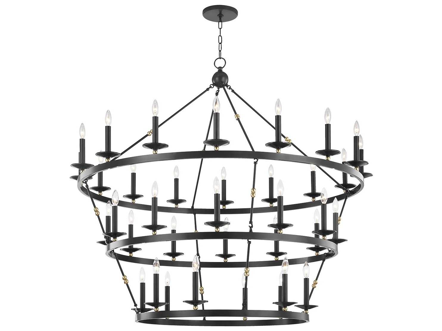 Hudson Valley Allendale 36-Light Aged Old Bronze LED Candelabra Round Tiered Chandelier