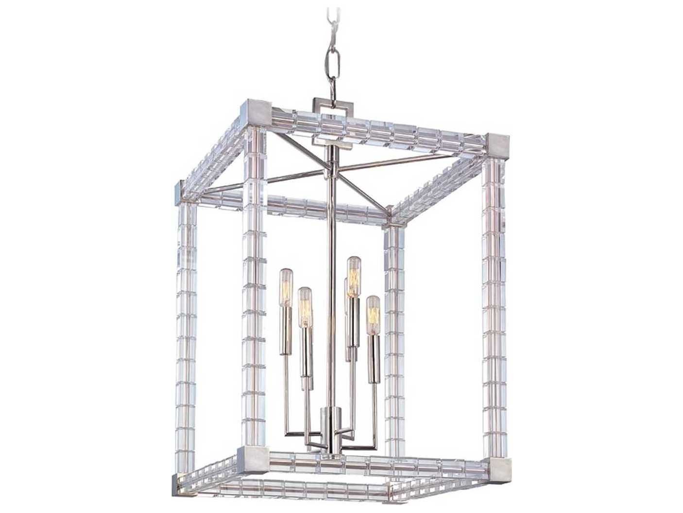 Hudson Valley Alpine 6-Light Polished Nickel Crystal Glass Candelabra Geometric Chandelier