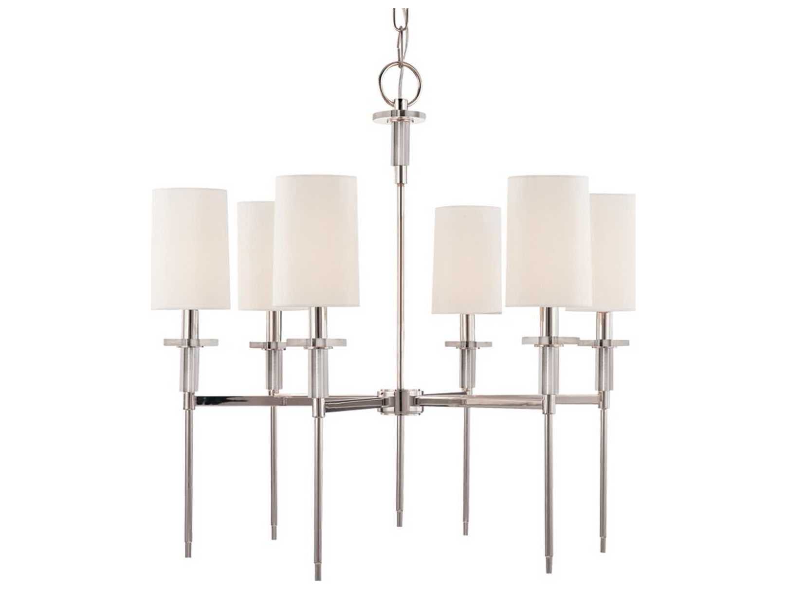 Hudson Valley Amherst 6-Light Polished Nickel Off White Crystal Candelabra Cylinder Chandelier