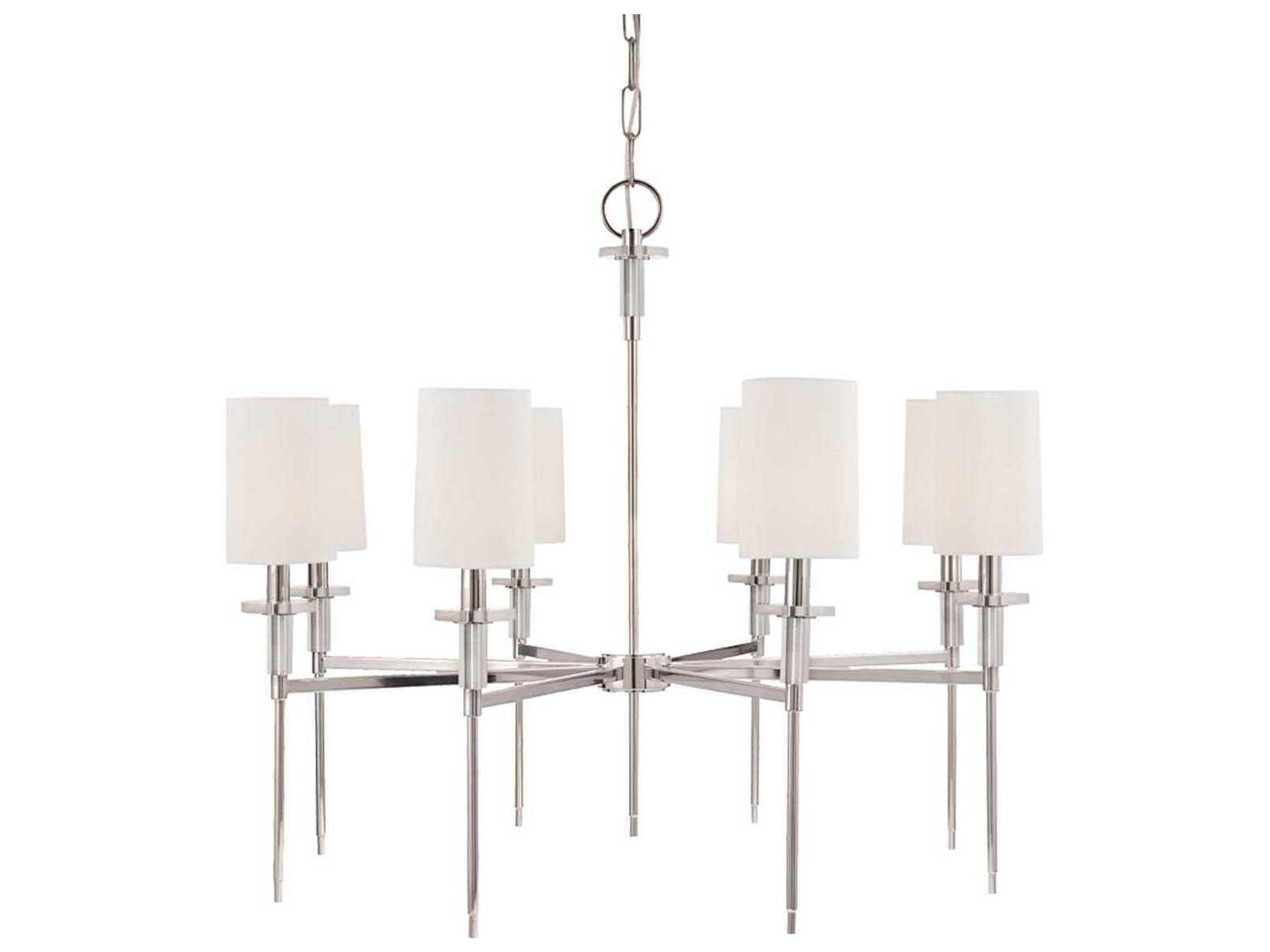 Hudson Valley Amherst 8-Light Polished Nickel Off White Crystal Candelabra Cylinder Chandelier