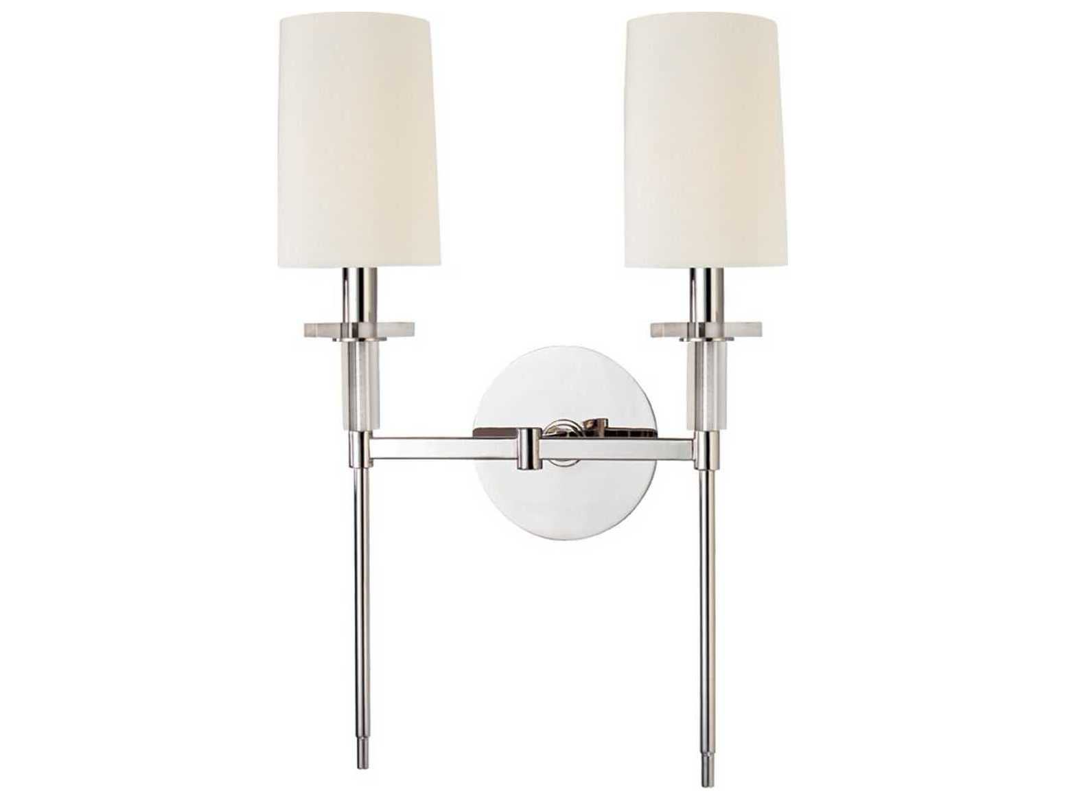 Hudson Valley Amherst 2-Light Polished Nickel Off White Crystal Wall Sconce