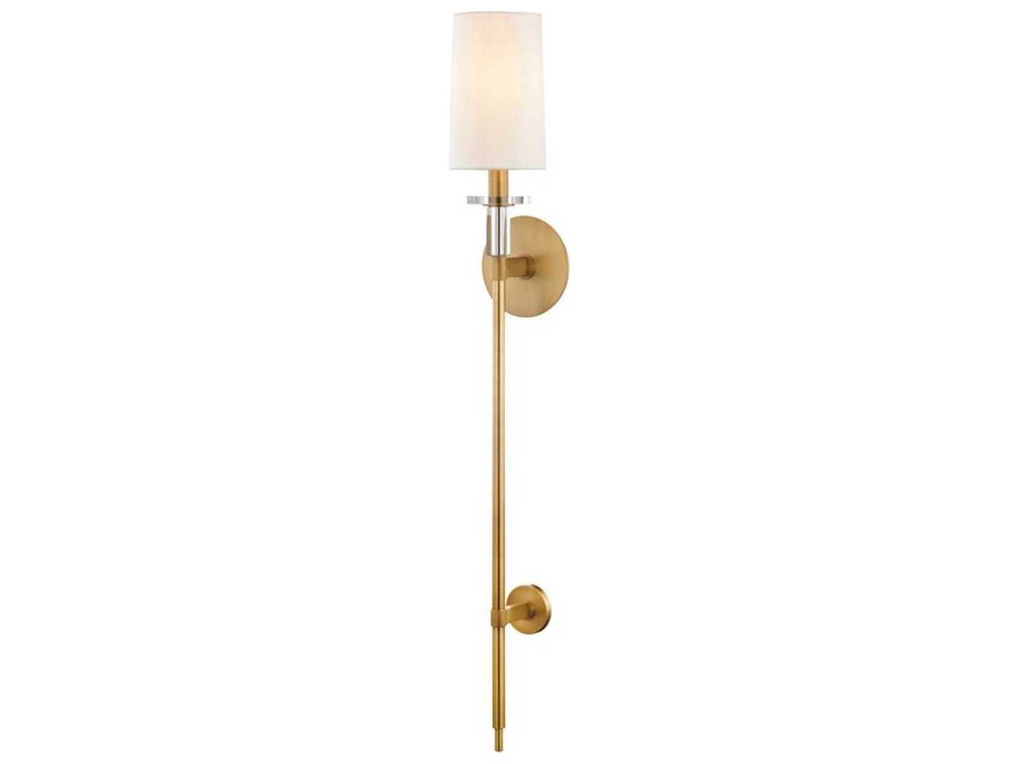 Hudson Valley Amherst 1-Light Aged Brass White Glass Wall Sconce