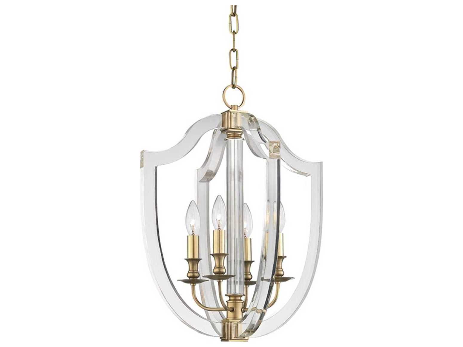 Hudson Valley Arietta 4-Light Aged Brass Clear Glass Candelabra Chandelier