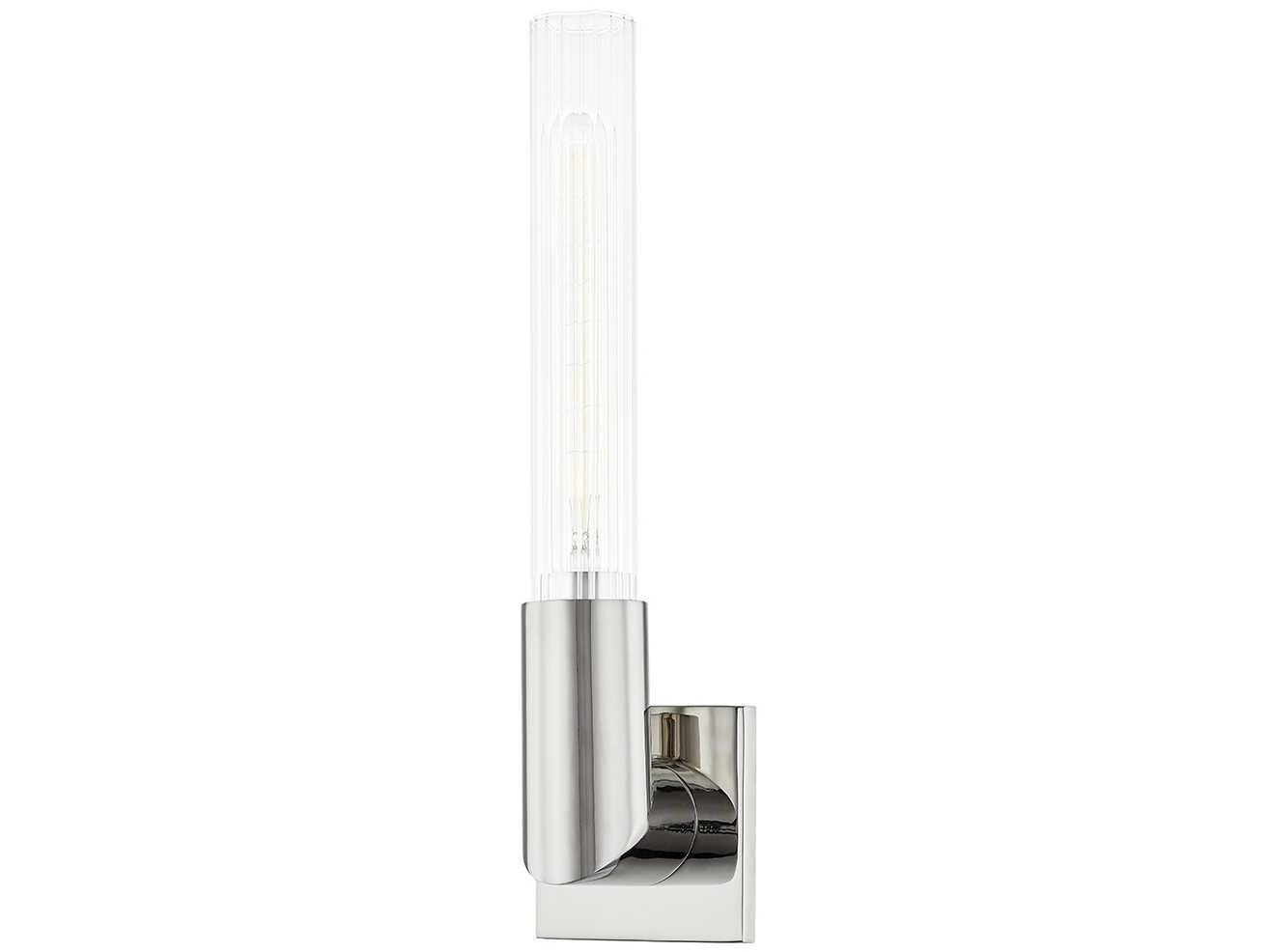 Hudson Valley Asher 1-Light Polished Nickel Glass Wall Sconce