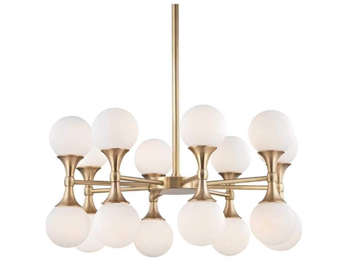 Hudson Valley Astoria 16-Light-Light6 Aged Brass Glass LED Globe Geometric Round Chandelier
