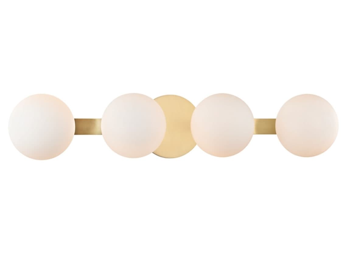 Hudson Valley Baird 4-Light Aged Brass Off White Glass LED Vanity Light