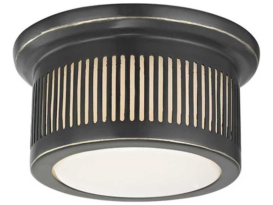 Hudson Valley Bangor 1-Light Old Bronze White Glass LED Drum Flush Mount