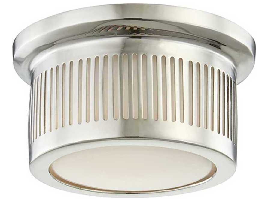 Hudson Valley Bangor 1-Light Polished Nickel White Glass LED Drum Flush Mount