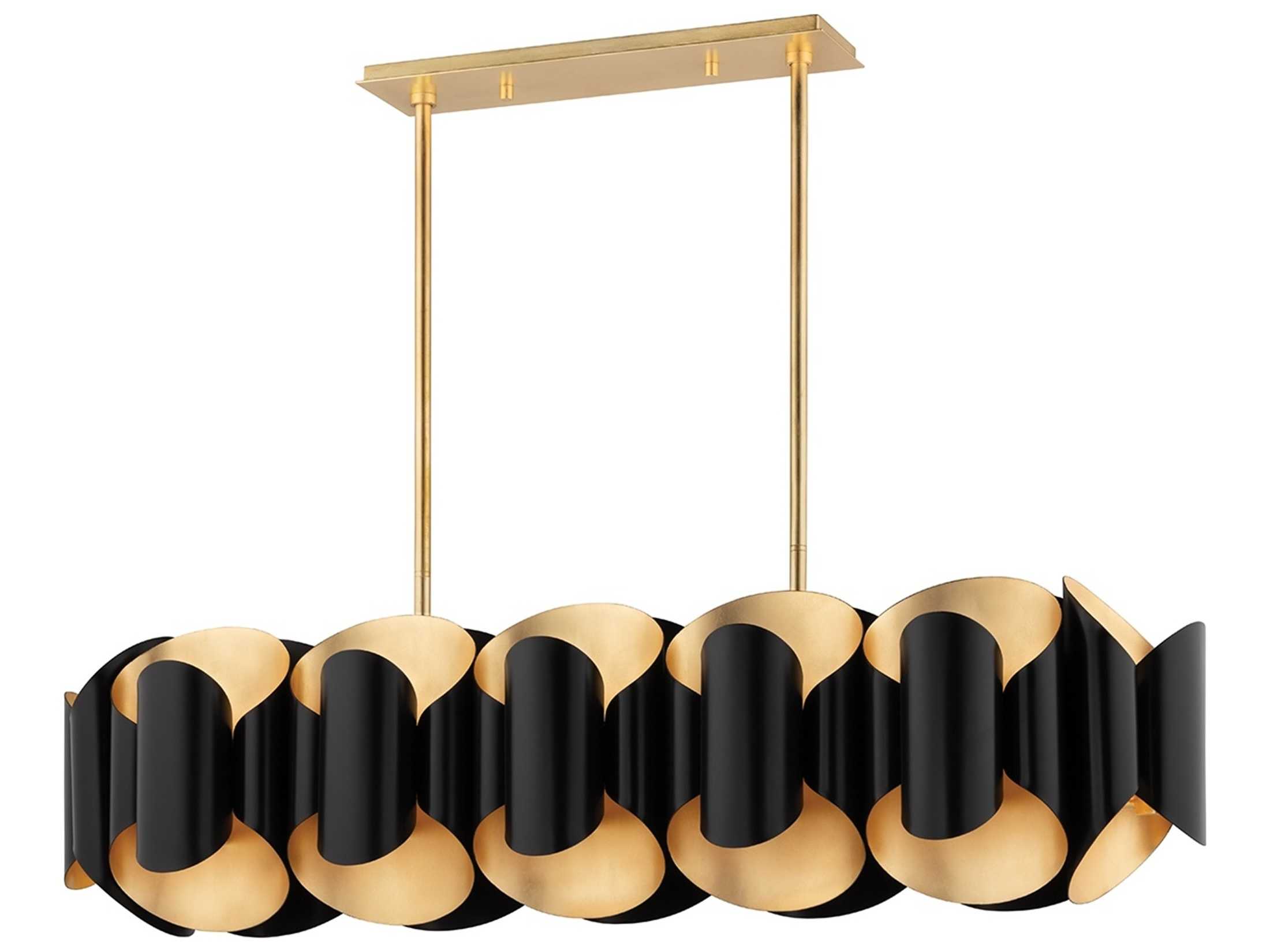 Hudson Valley Banks 12-Light Gold Leaf Black Island Pendant