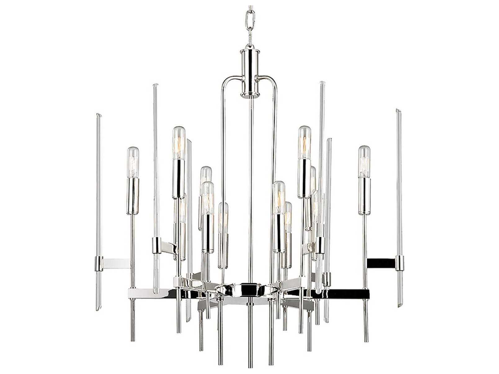 Hudson Valley Bari 12-Light Polished Nickel Clear Glass Candelabra Chandelier