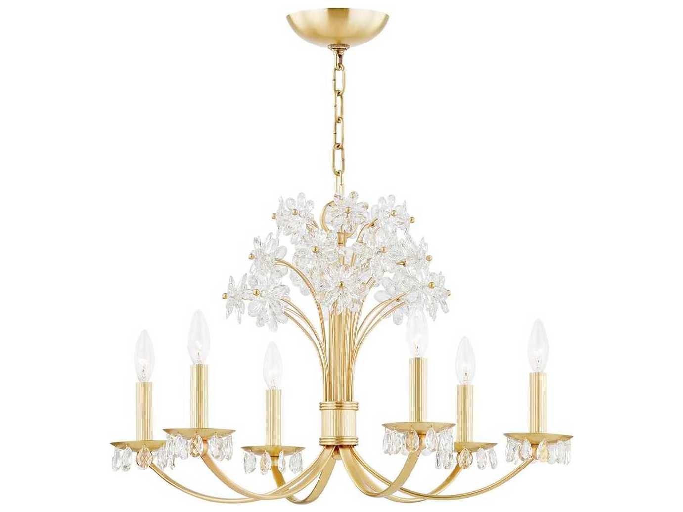 Hudson Valley Beaumont 6-Light Aged Brass Crystal Candelabra Chandelier