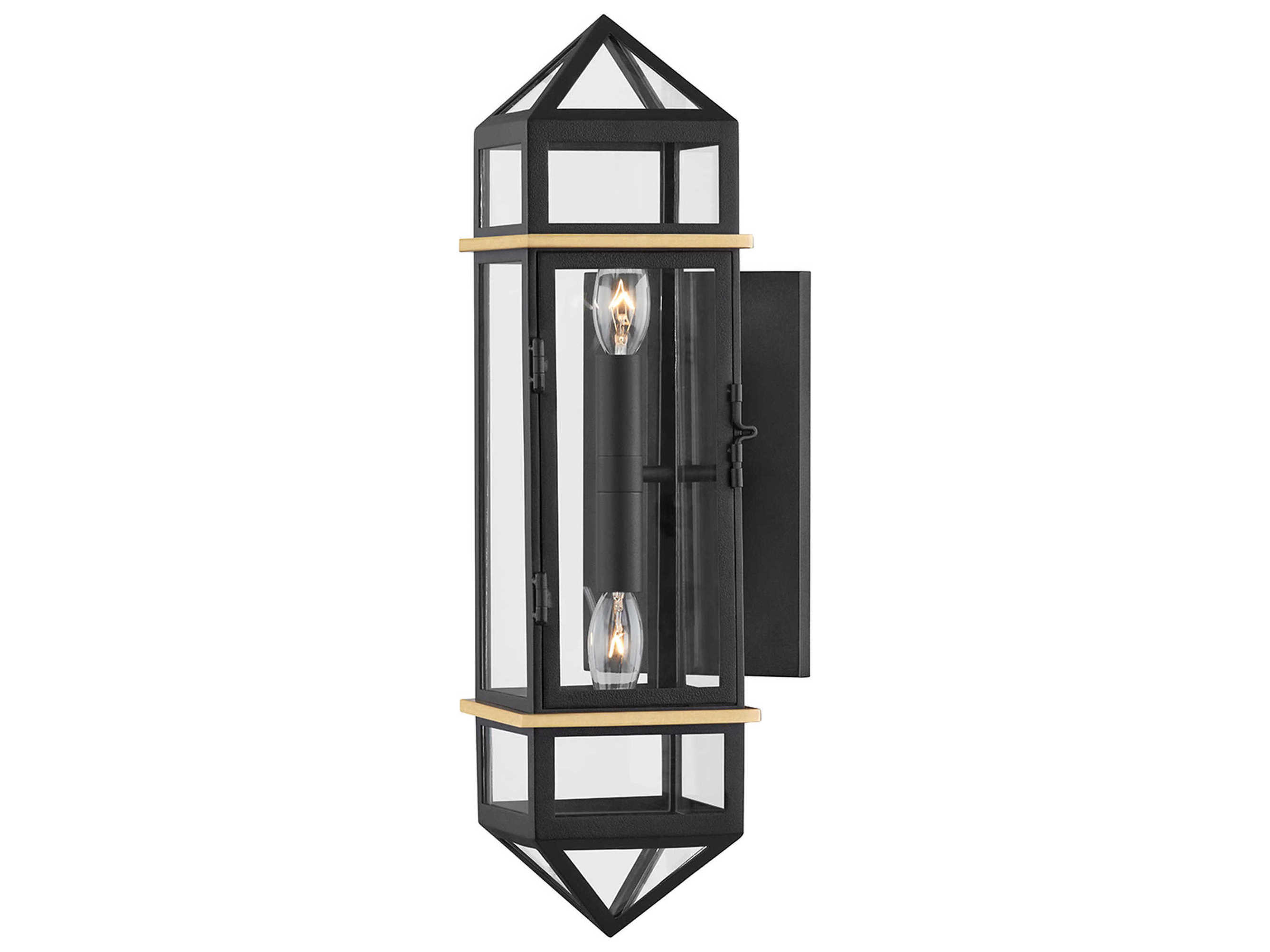 Hudson Valley Bedford Hills 2-Light Aged Brass Black LED Wall Sconce