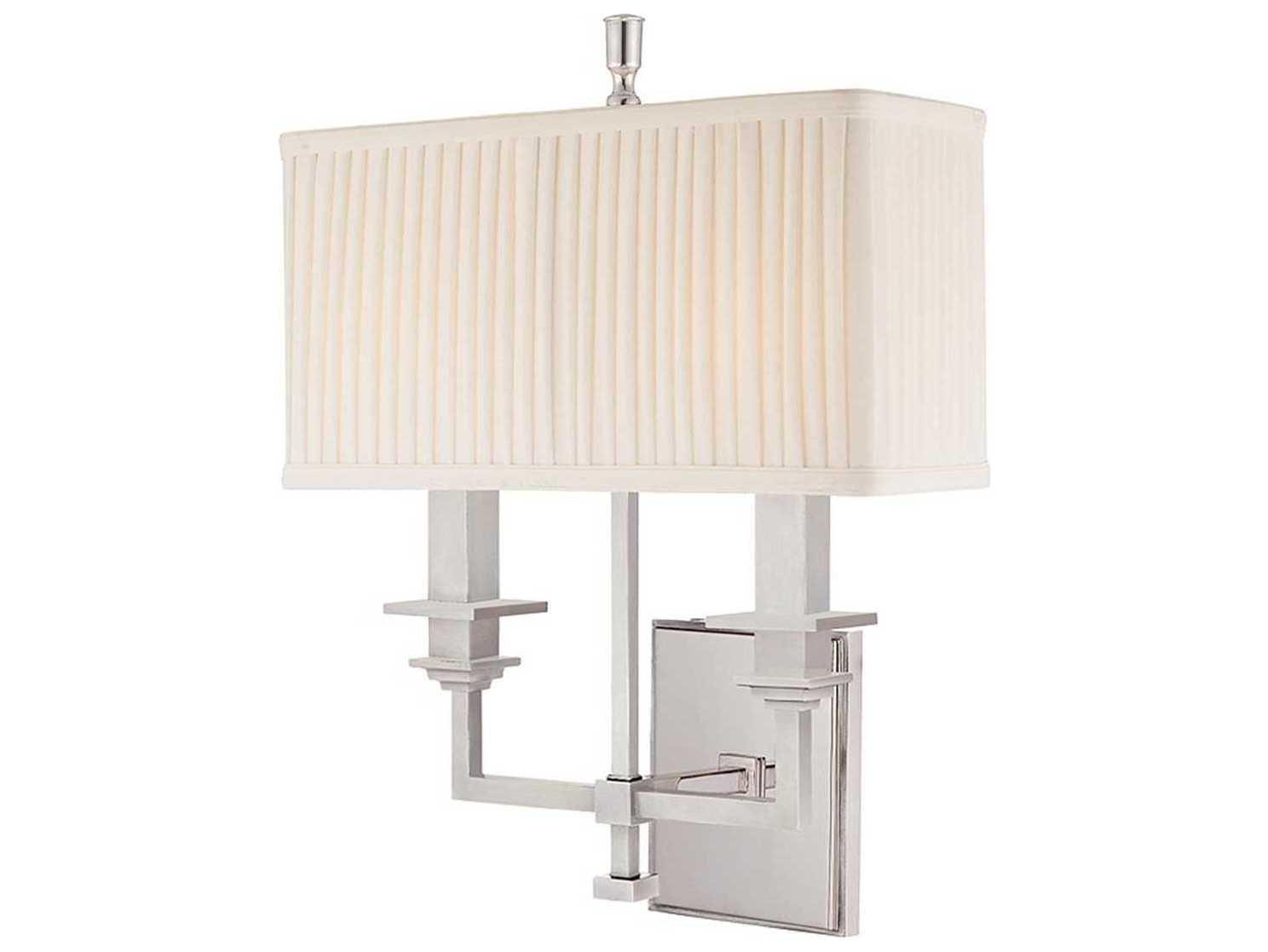 Hudson Valley Berwick 2-Light Polished Nickel Off White Wall Sconce