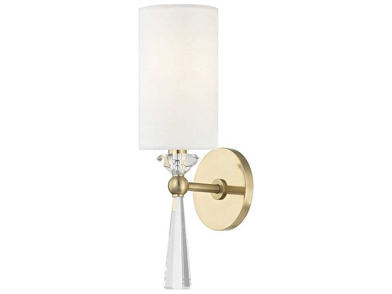 Hudson Valley Birch 1-Light Aged Brass Off White Crystal Wall Sconce