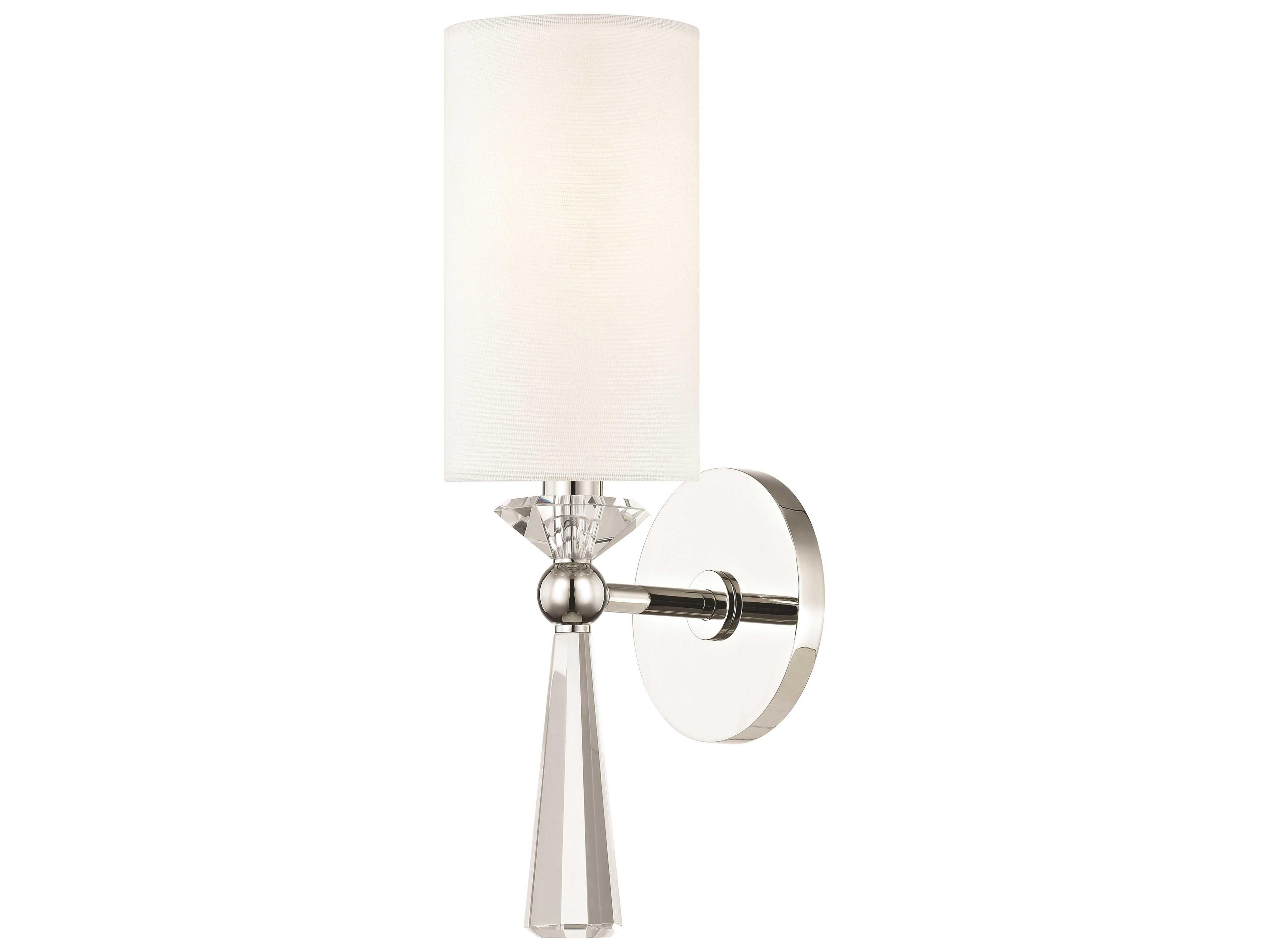 Hudson Valley Birch 1-Light Polished Nickel Off White Crystal Wall Sconce