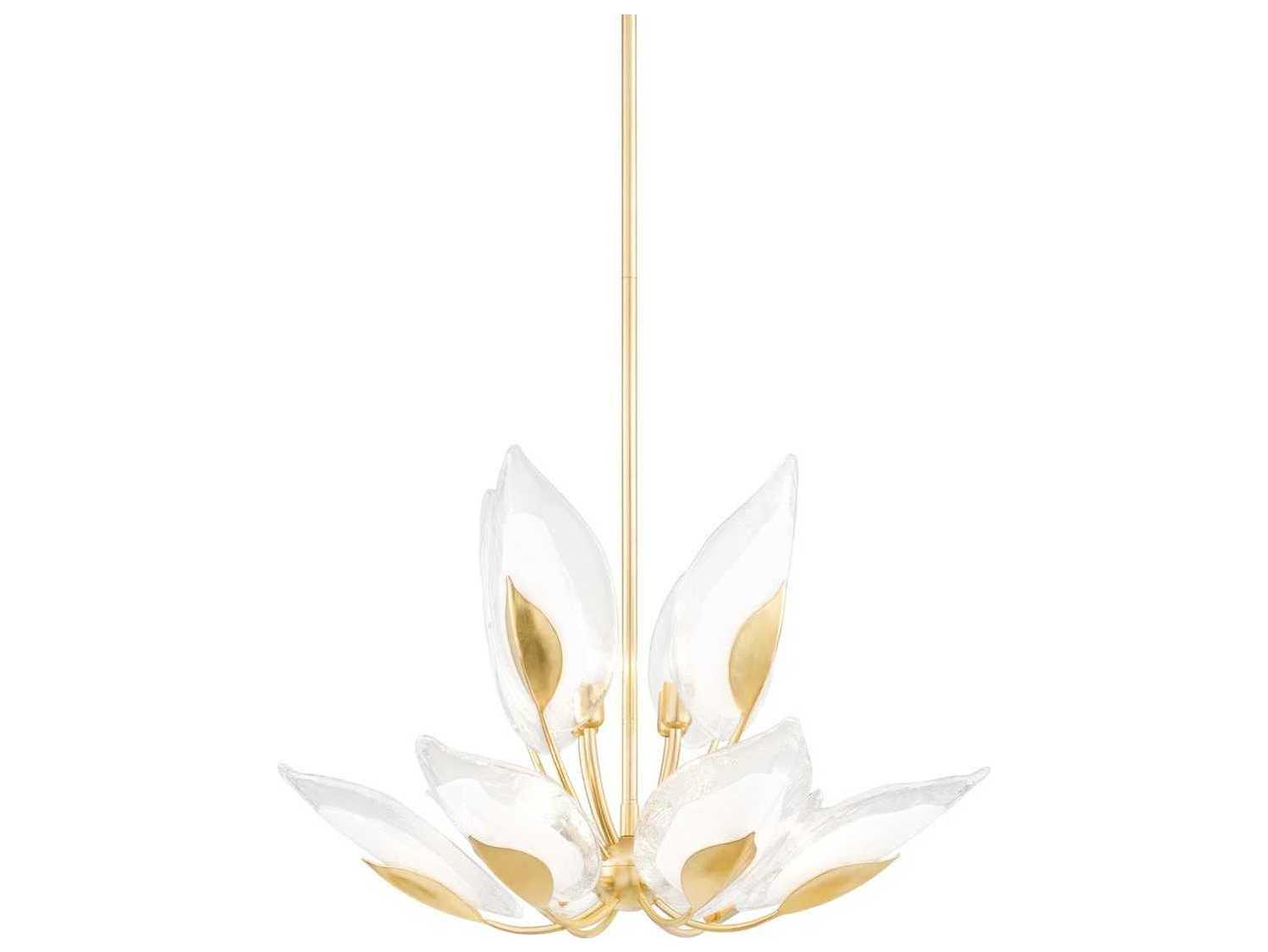Hudson Valley Blossom 10-Light Gold Leaf Glass Candelabra Round Tiered Chandelier