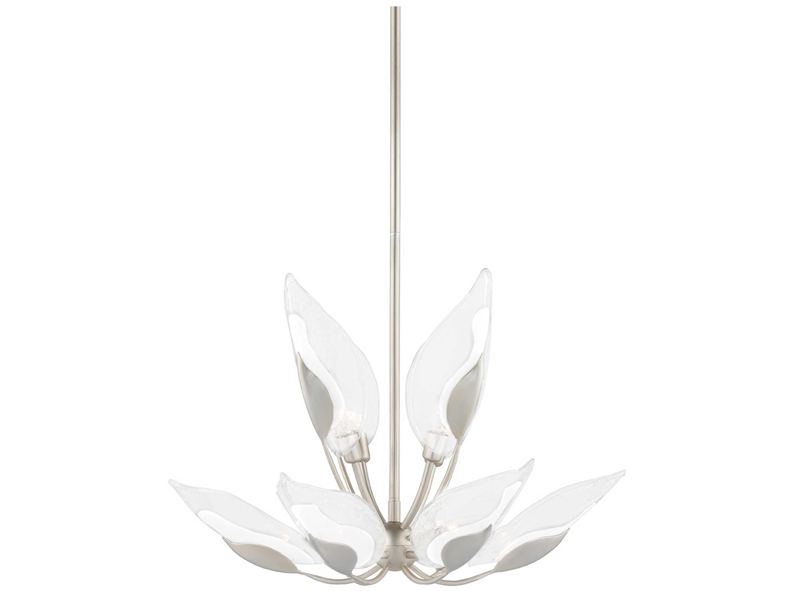 Hudson Valley Blossom 10-Light Silver Leaf Glass Candelabra Round Tiered Chandelier