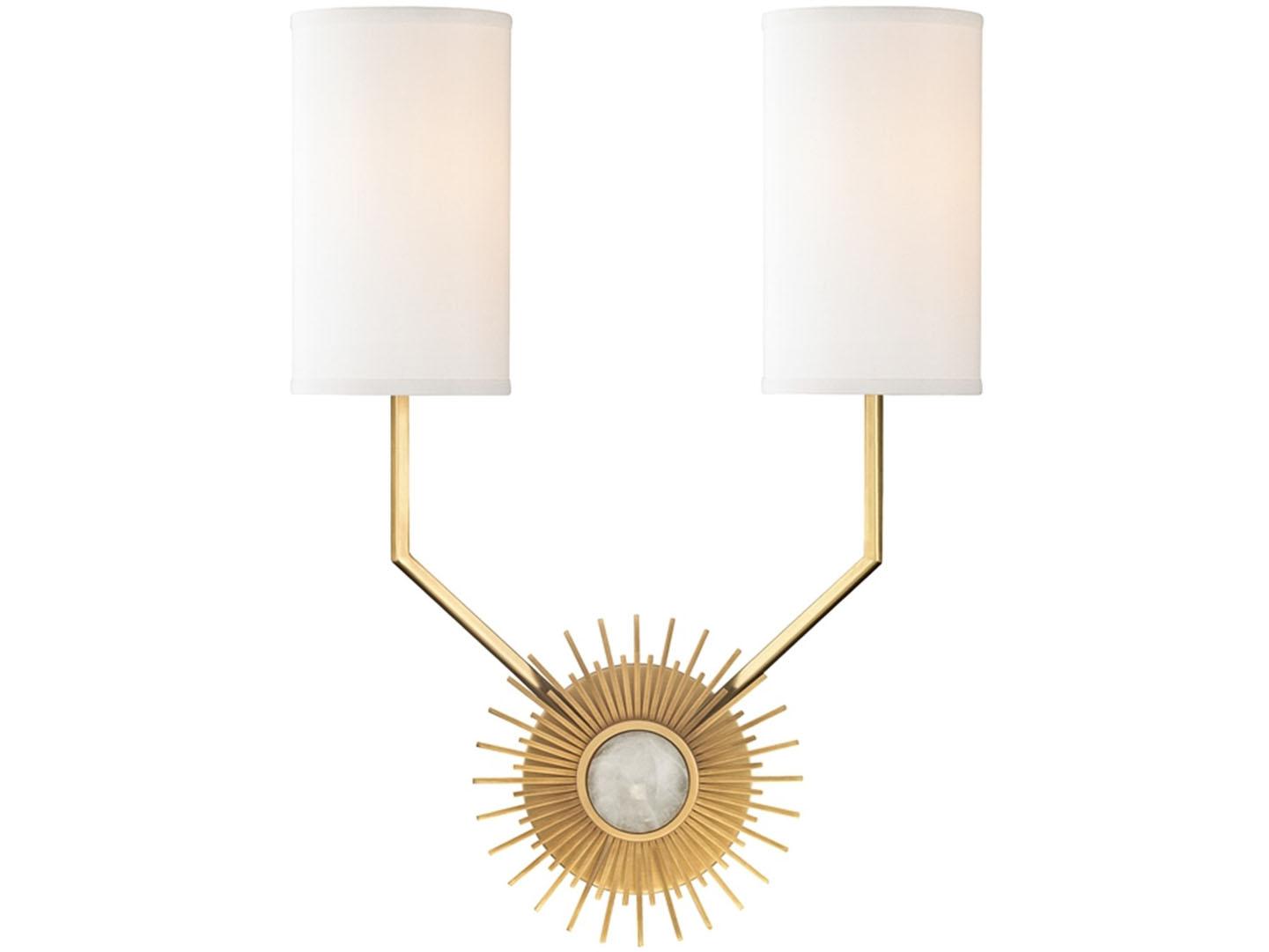 Hudson Valley Borland 2-Light Aged Brass White Crystal Wall Sconce