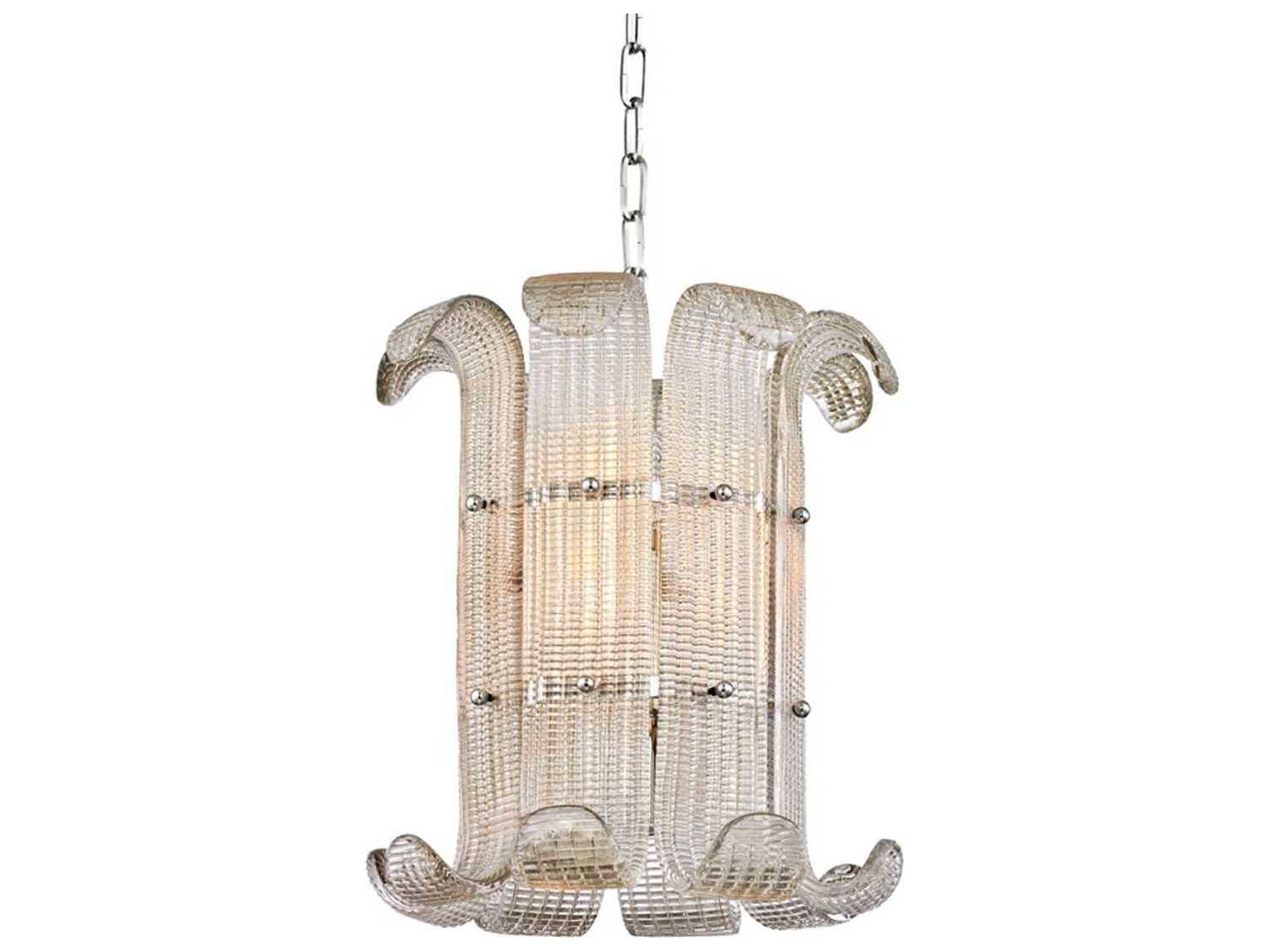 Hudson Valley Brasher 4-Light Polished Nickel Glass Cylinder Pendant