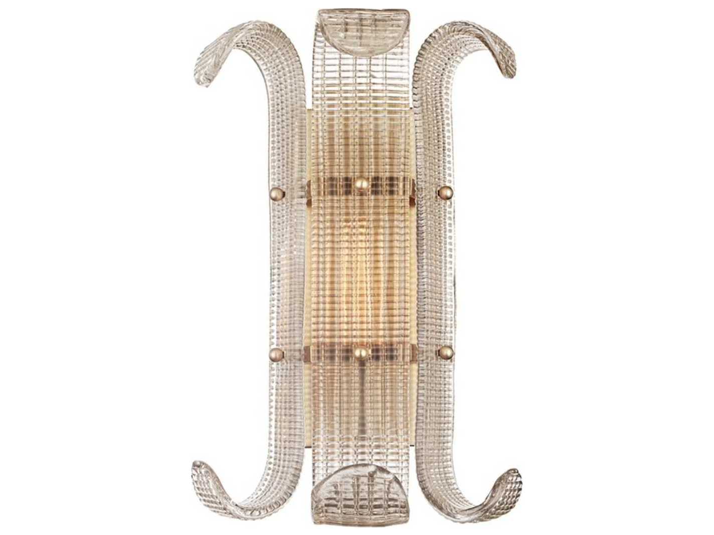 Hudson Valley Brasher 1-Light Aged Brass Gold Glass Wall Sconce
