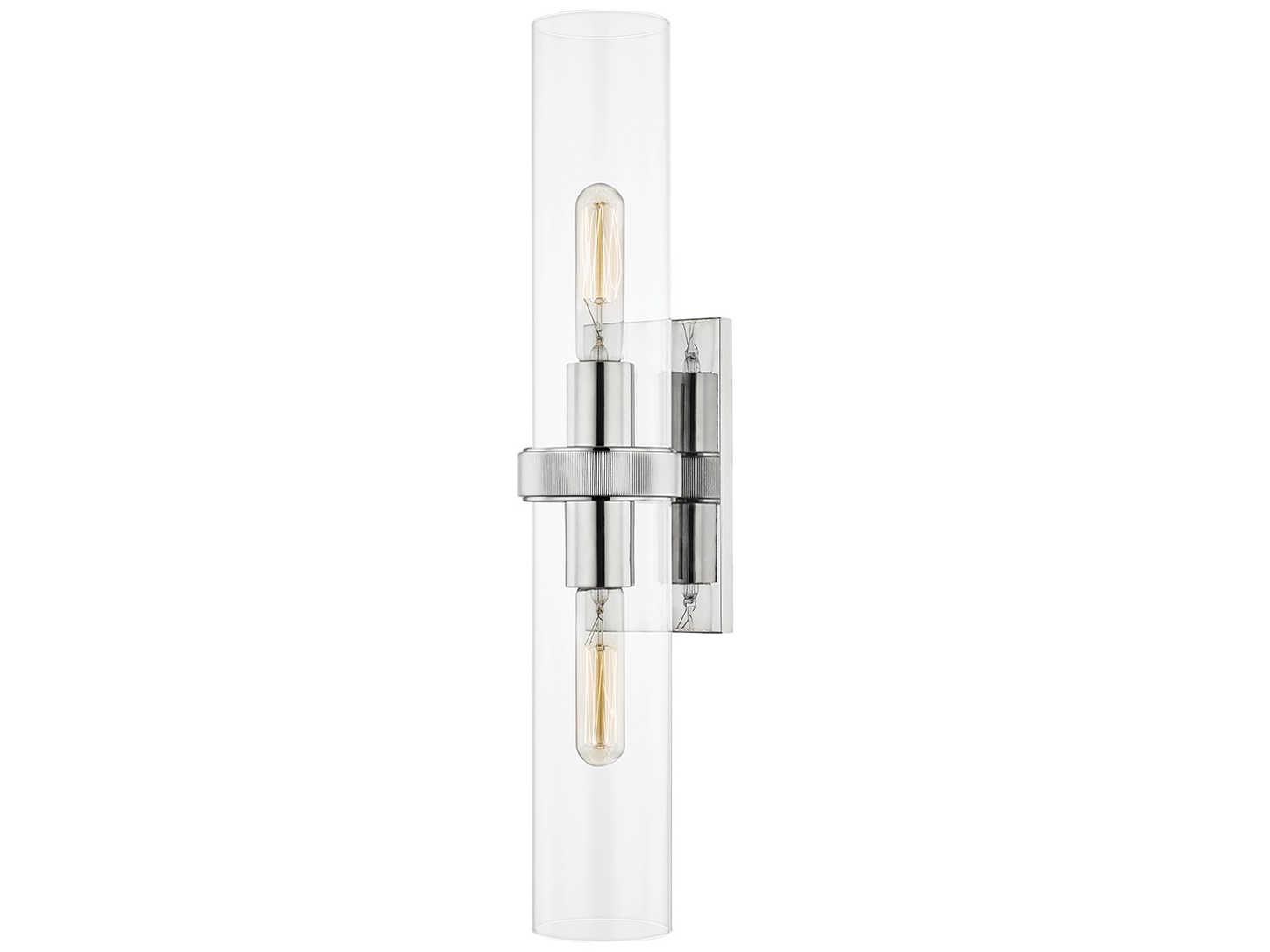 Hudson Valley Briggs 2-Light Polished Nickel Glass Wall Sconce