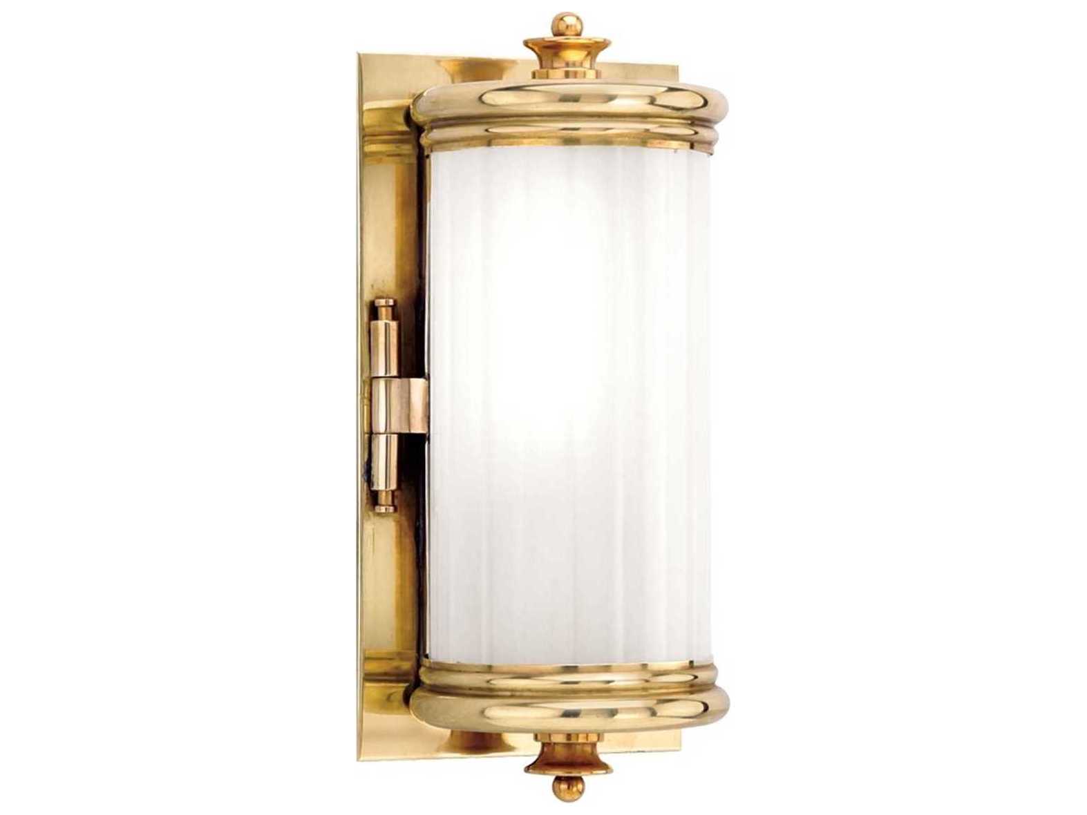 Hudson Valley Bristol 1-Light Aged Brass Off White Glass Wall Sconce