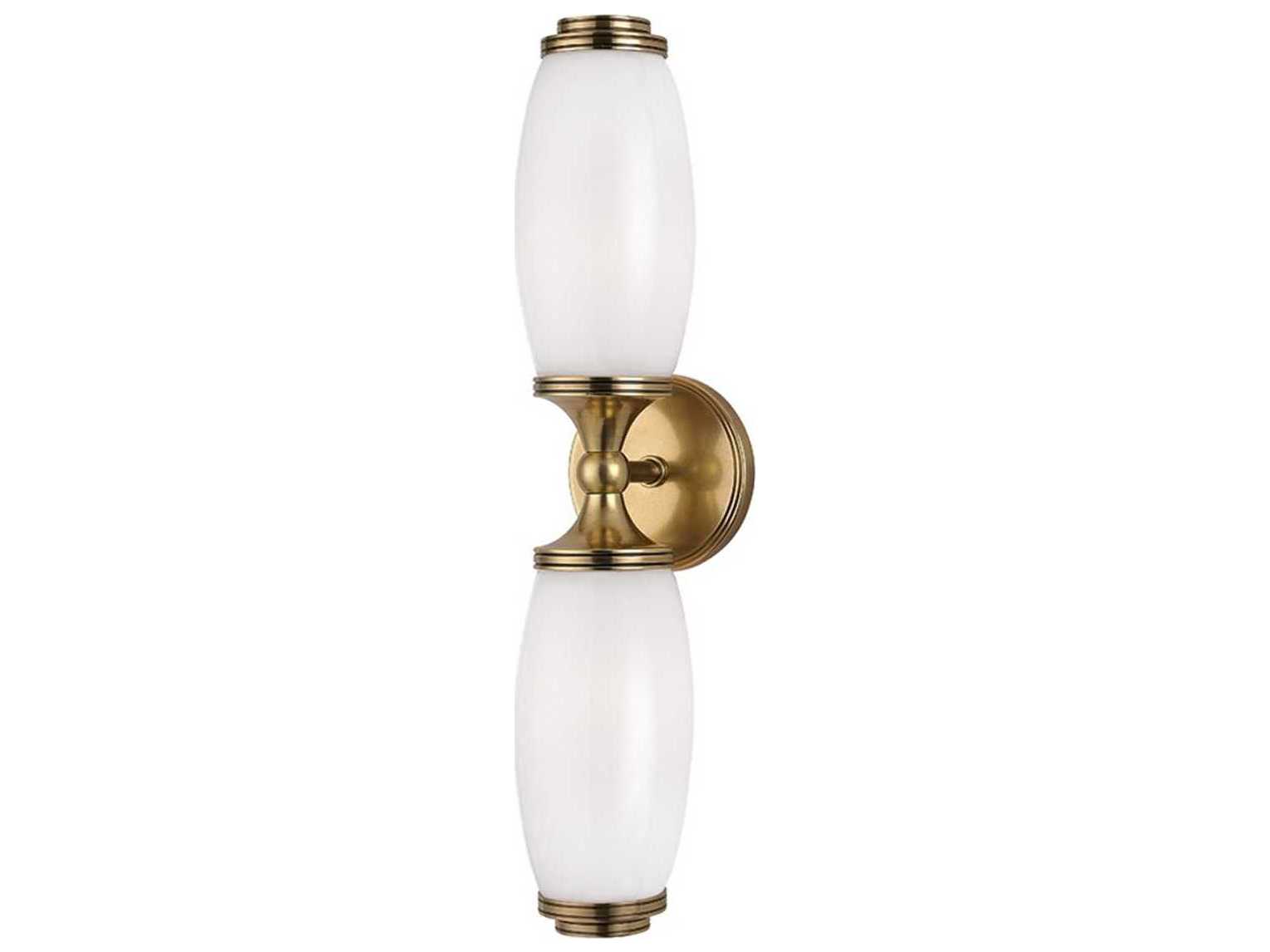 Hudson Valley Brooke 2-Light Aged Brass White Glass Wall Sconce