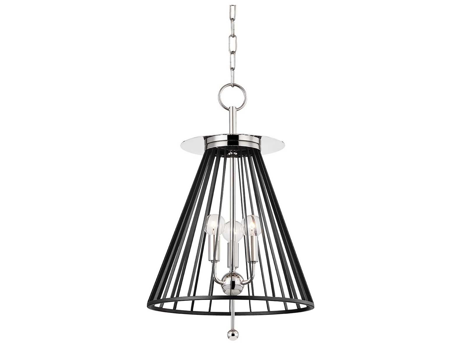 Hudson Valley Cagney 3-Light Polished Nickel Black Candelabra Geometric Chandelier