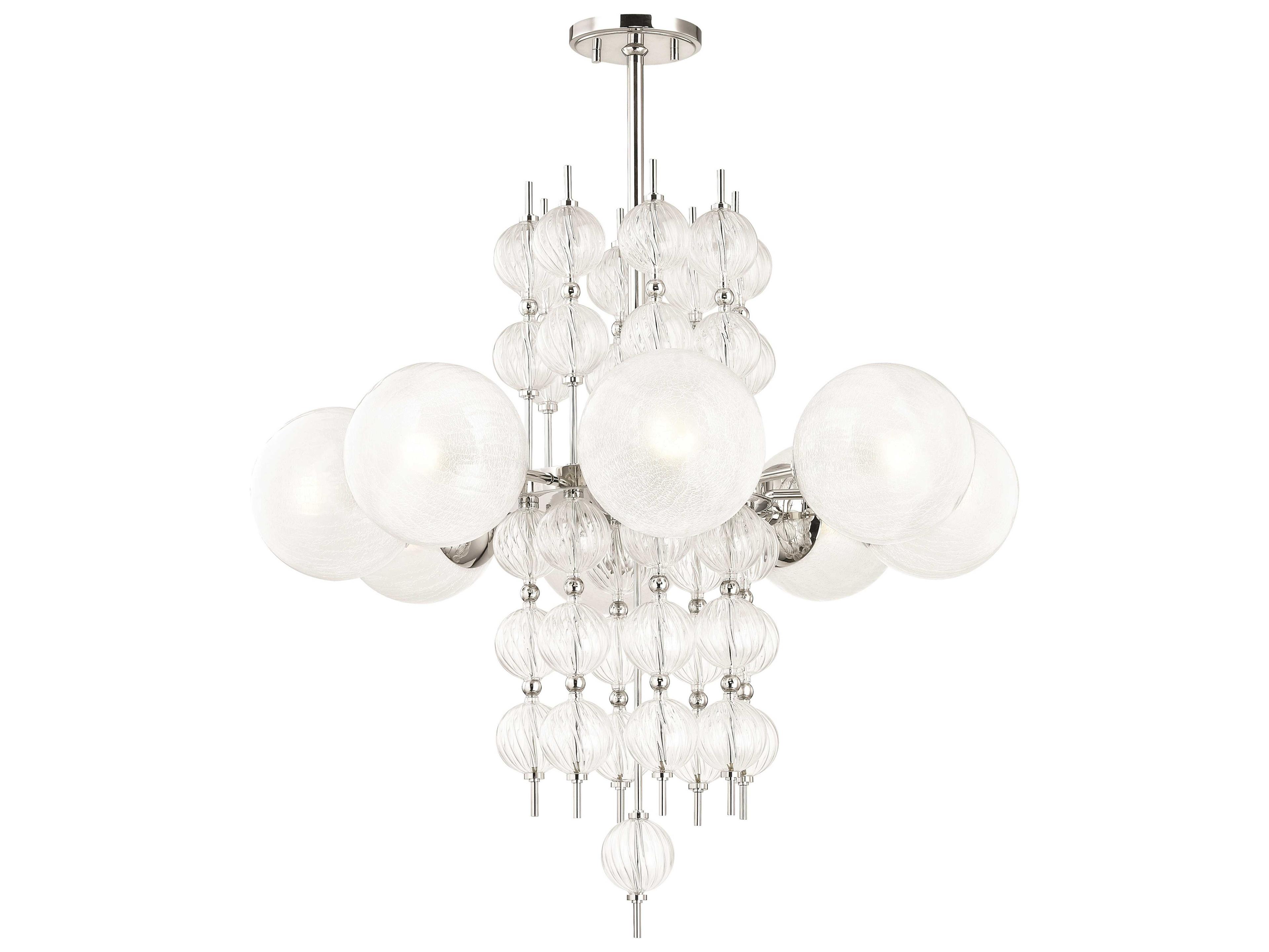 Hudson Valley Calypso 8-Light Polished Nickel Clear Glass Globe Geometric Round Chandelier