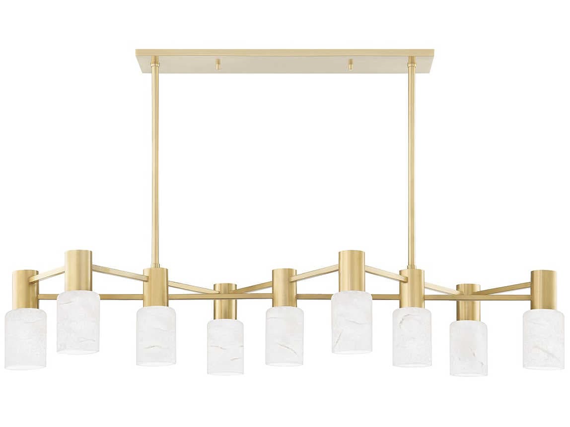 Hudson Valley Centerport 9-Light Aged Brass LED Cylinder Island Pendant