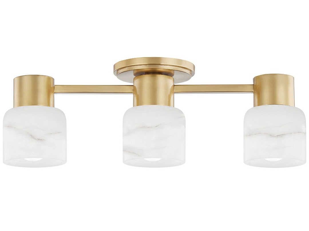 Hudson Valley Centerport 3-Light Aged Brass LED Drum Semi Flush Mount