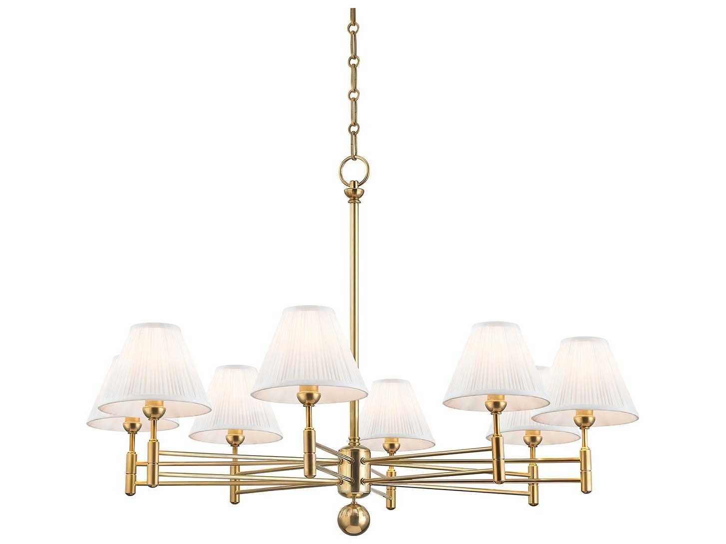 Hudson Valley Classic 8-Light Aged Brass Candelabra Empire Chandelier