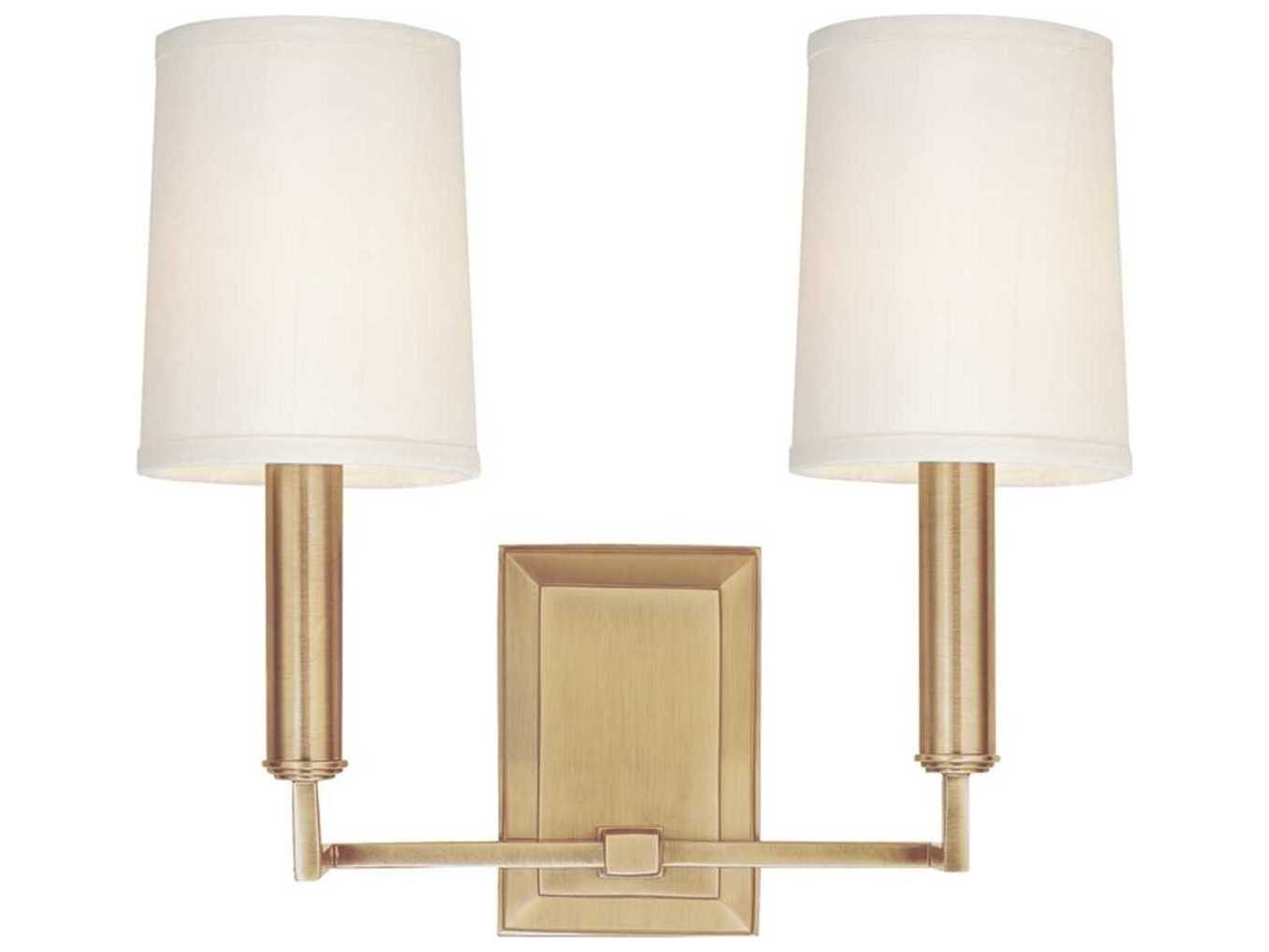 Hudson Valley Clinton 2-Light Aged Brass Off White Wall Sconce