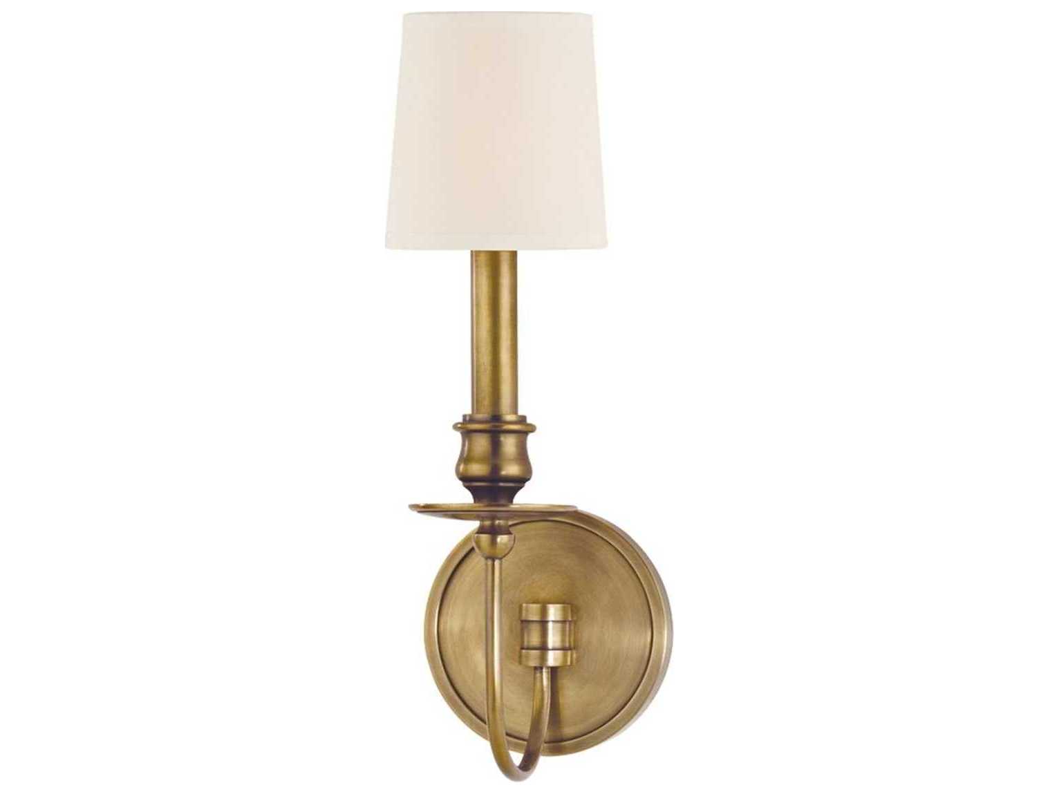 Hudson Valley Cohasset 1-Light Aged Brass Off White Wall Sconce