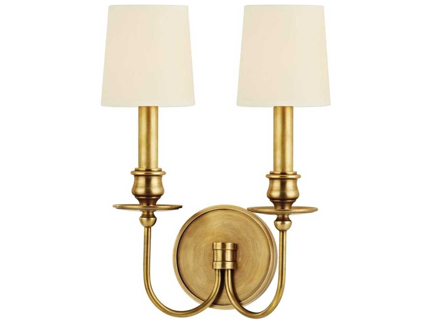 Hudson Valley Cohasset 2-Light Aged Brass Off White Wall Sconce