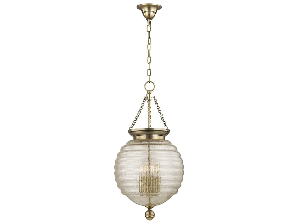 Hudson Valley Coolidge 4-Light Aged Brass Clear Glass Round Pendant