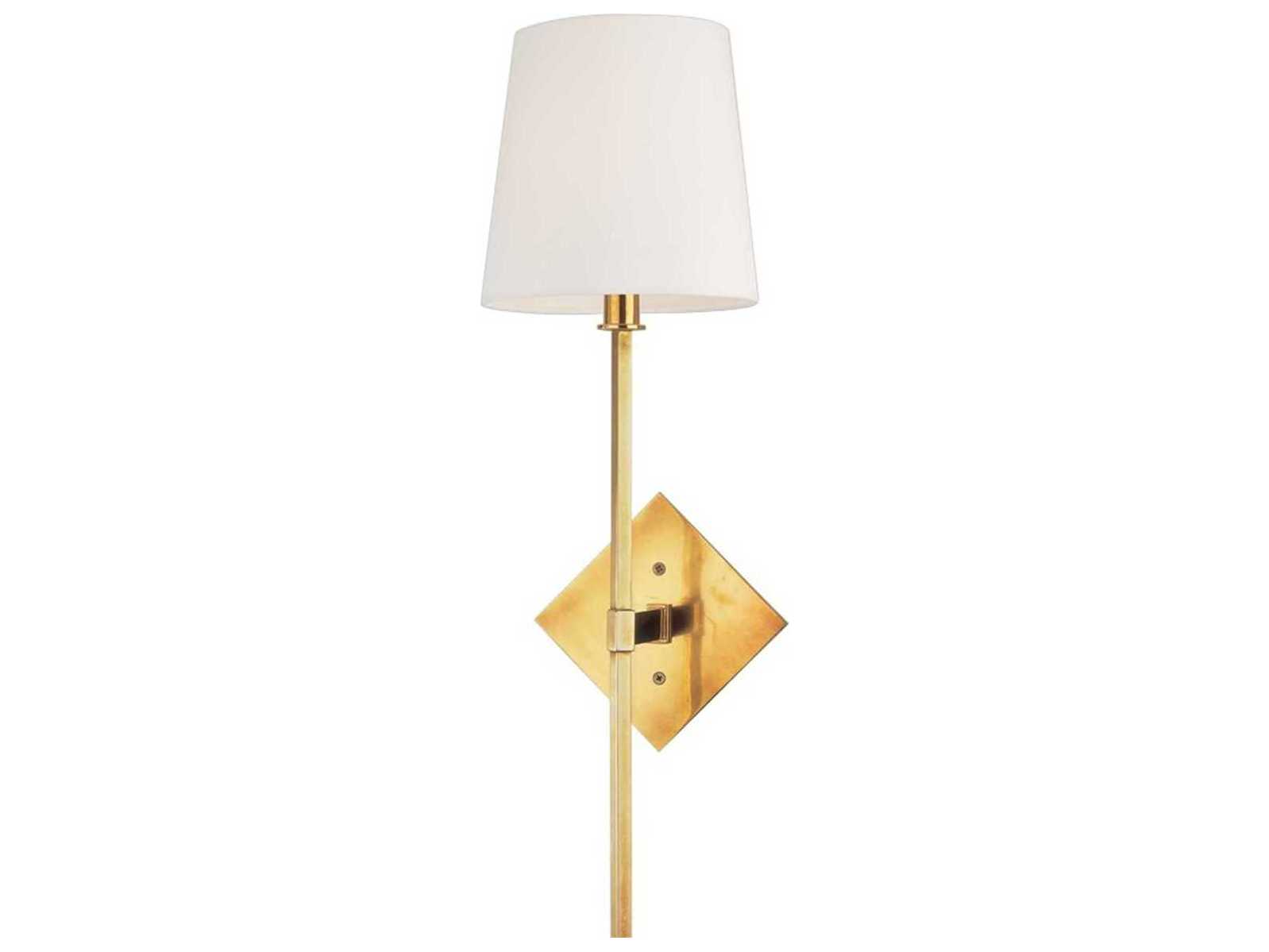 Hudson Valley Cortland 1-Light Aged Brass Off White Wall Sconce