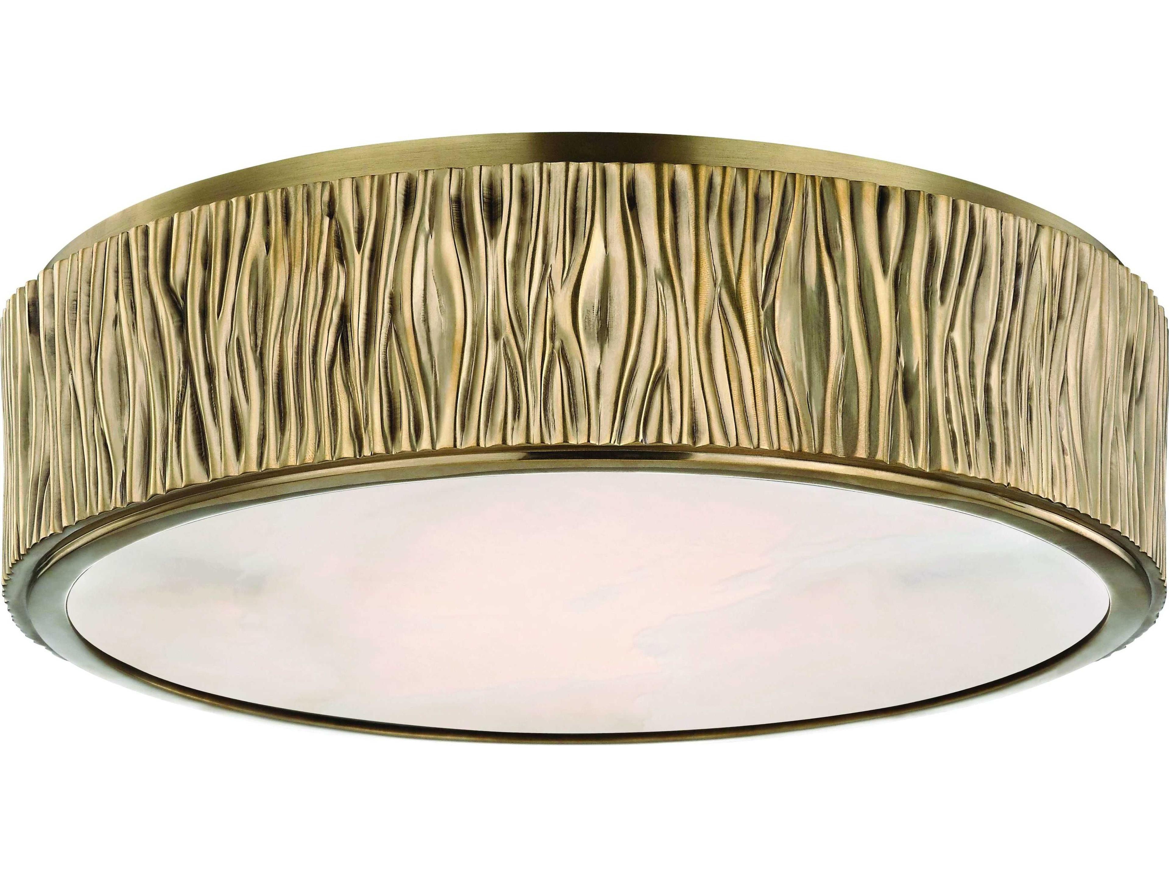 Hudson Valley Crispin 1-Light Aged Brass White LED Drum Flush Mount