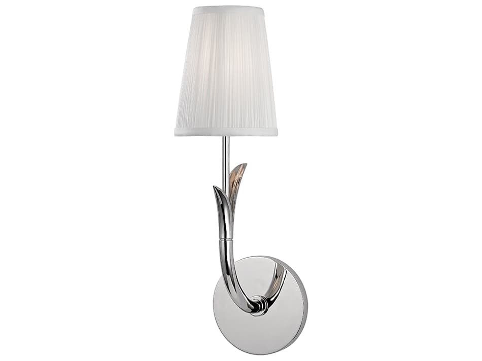 Hudson Valley Deering 1-Light Polished Nickel White Wall Sconce