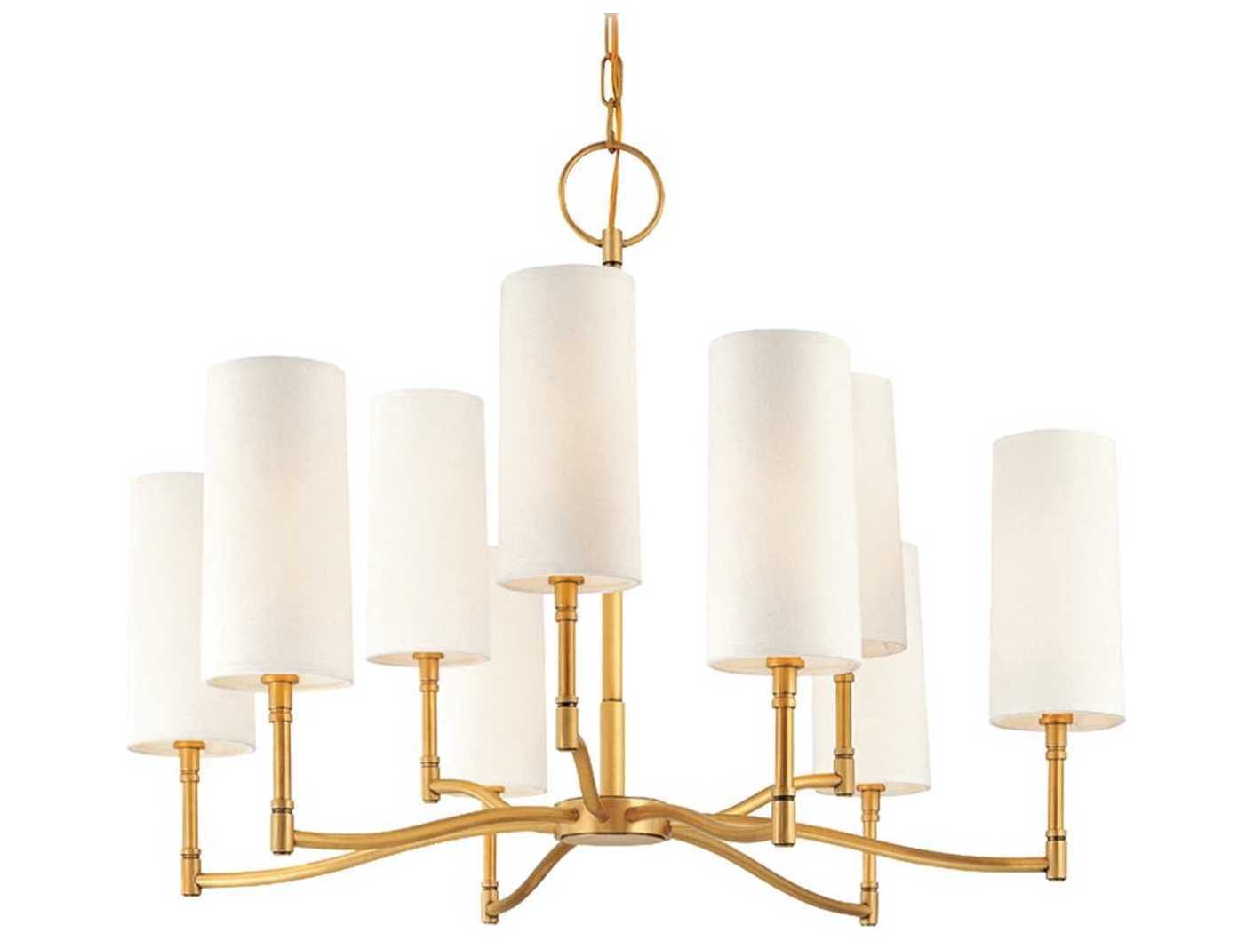Hudson Valley Dillon 9-Light Aged Brass Off White Candelabra Cylinder Chandelier