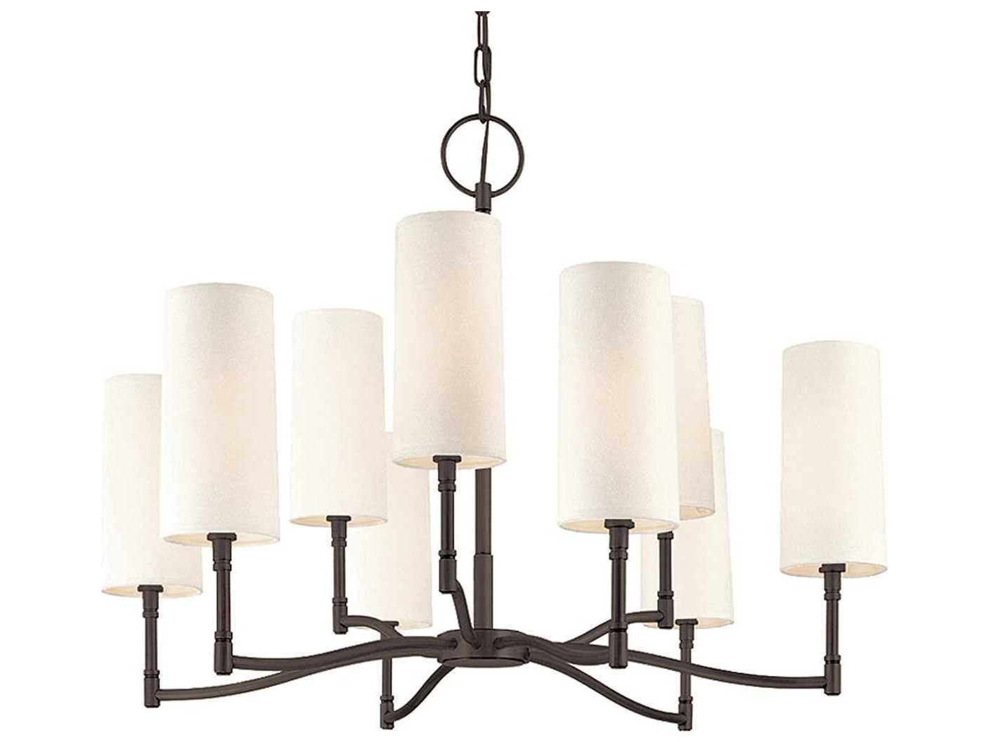 Hudson Valley Dillon 9-Light Old Bronze Off White Candelabra Cylinder Chandelier