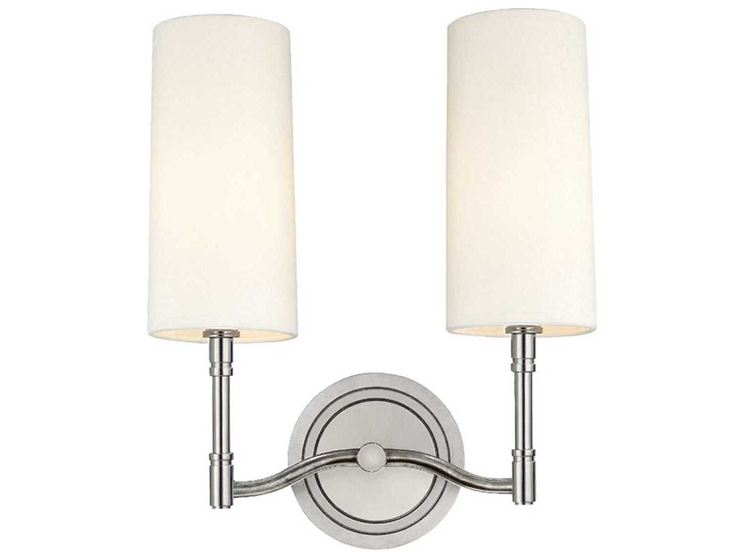 Hudson Valley Dillon 2-Light Polished Nickel Off White Wall Sconce