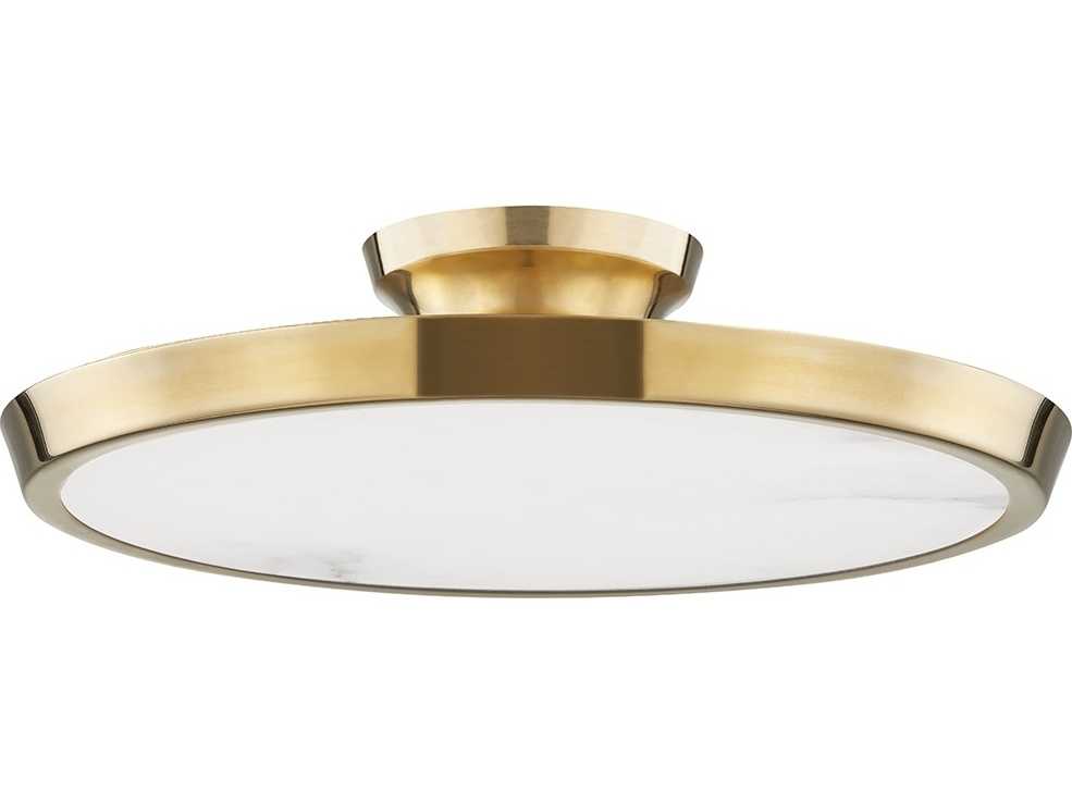 Hudson Valley Draper 1-Light Aged Brass LED Round Semi Flush Mount