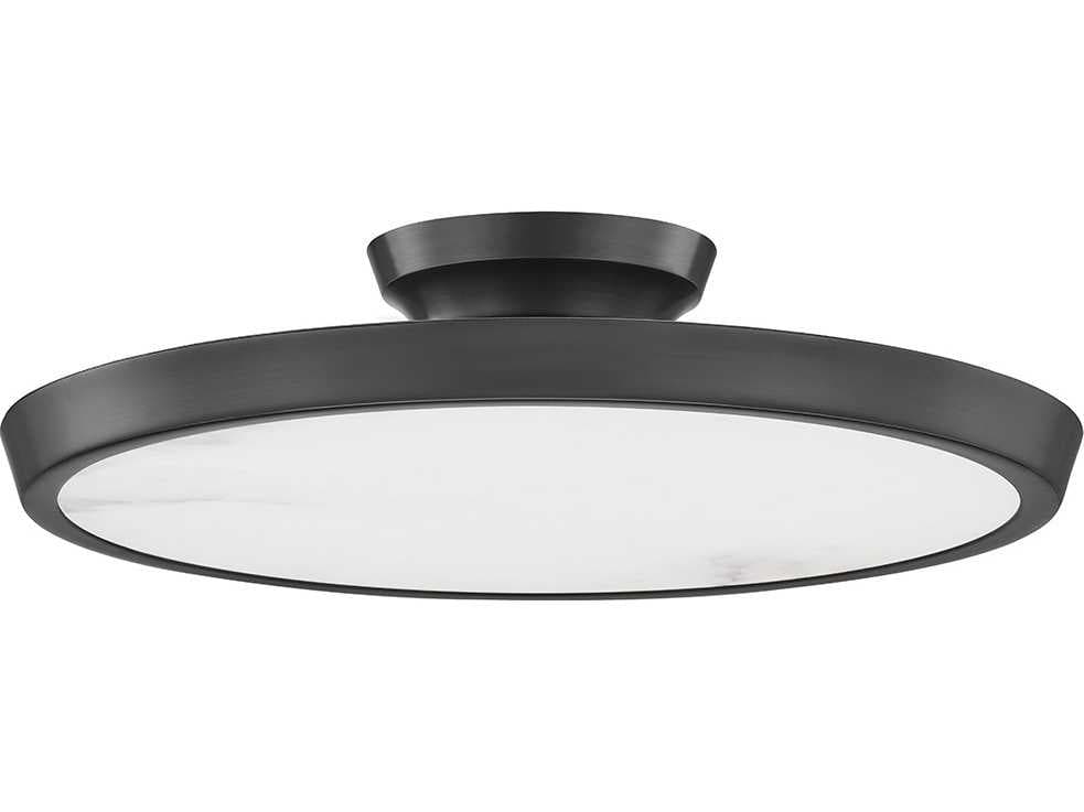 Hudson Valley Draper 1-Light Old Bronze LED Round Semi Flush Mount