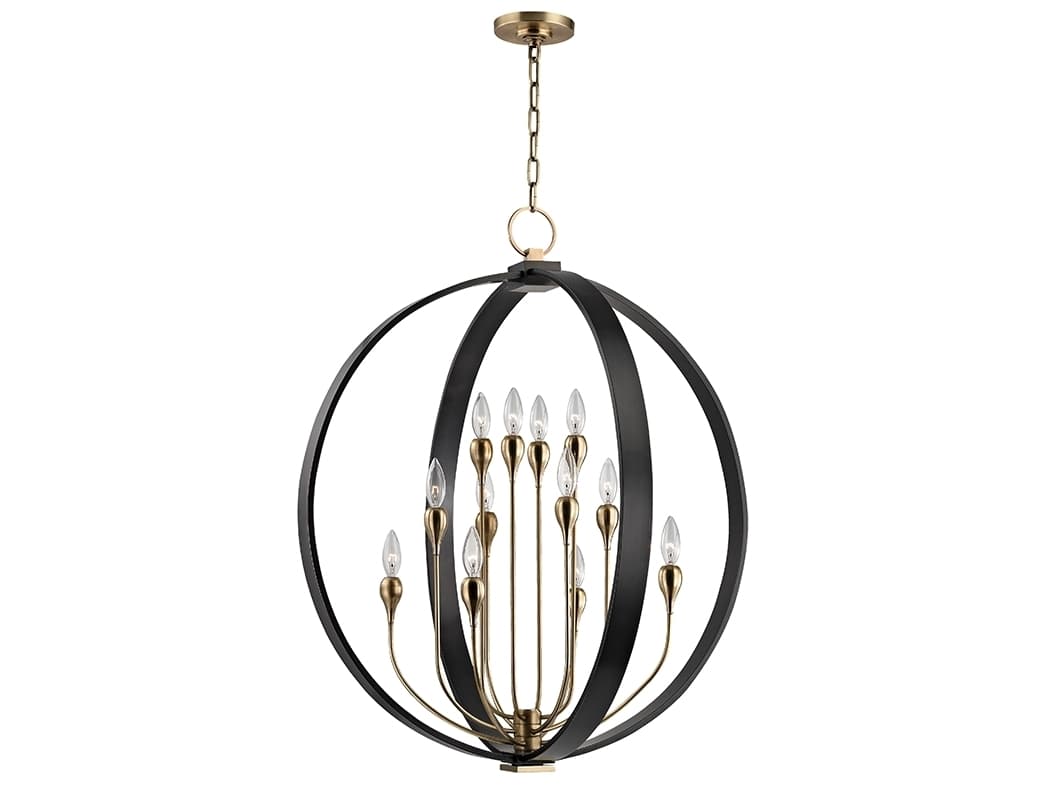 Hudson Valley Dresden 12-Light Aged Old Bronze Candelabra Round Tiered Chandelier