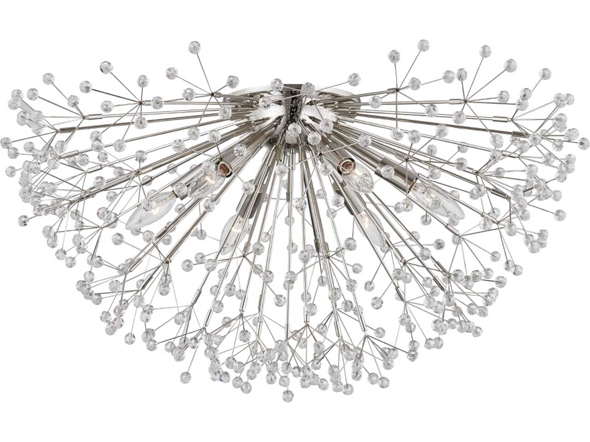 Hudson Valley Dunkirk 6-Light Polished Nickel Crystal Round Flush Mount