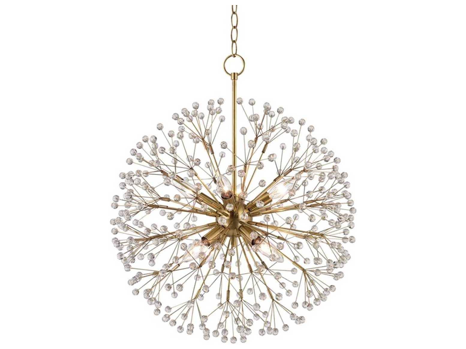 Hudson Valley Dunkirk 8-Light Aged Brass Crystal Round Pendant