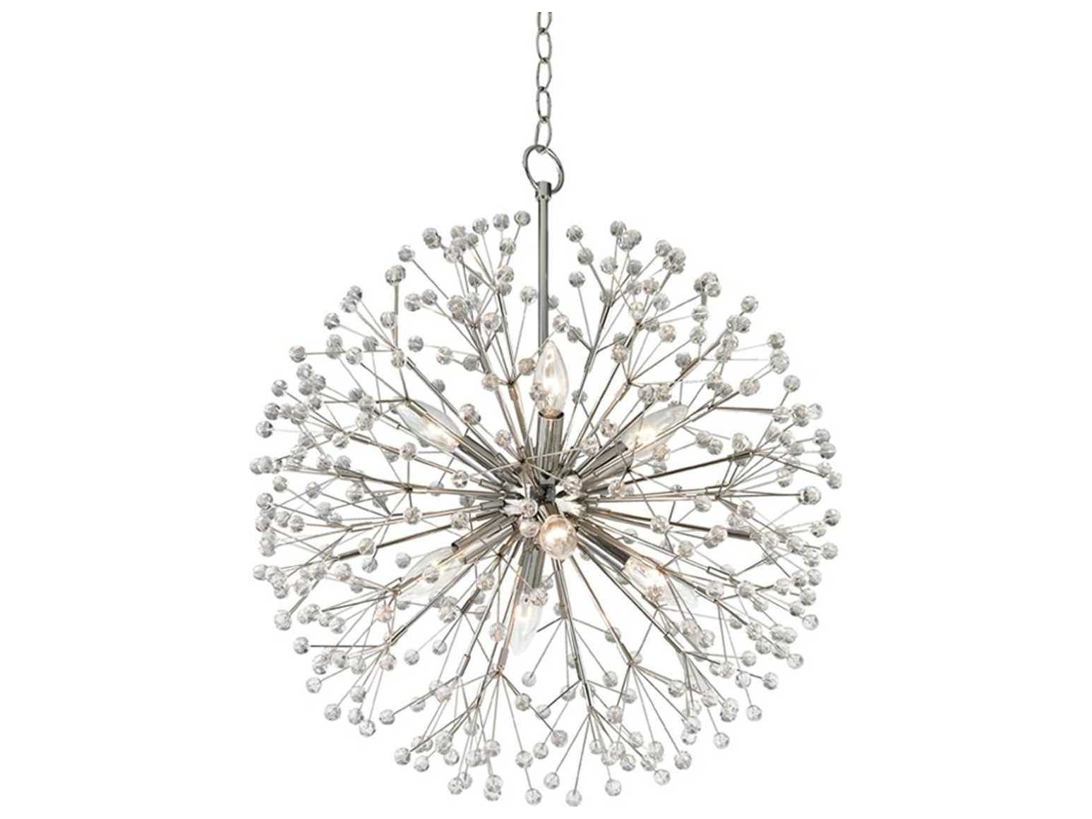 Hudson Valley Dunkirk 8-Light Polished Nickel Crystal Round Pendant