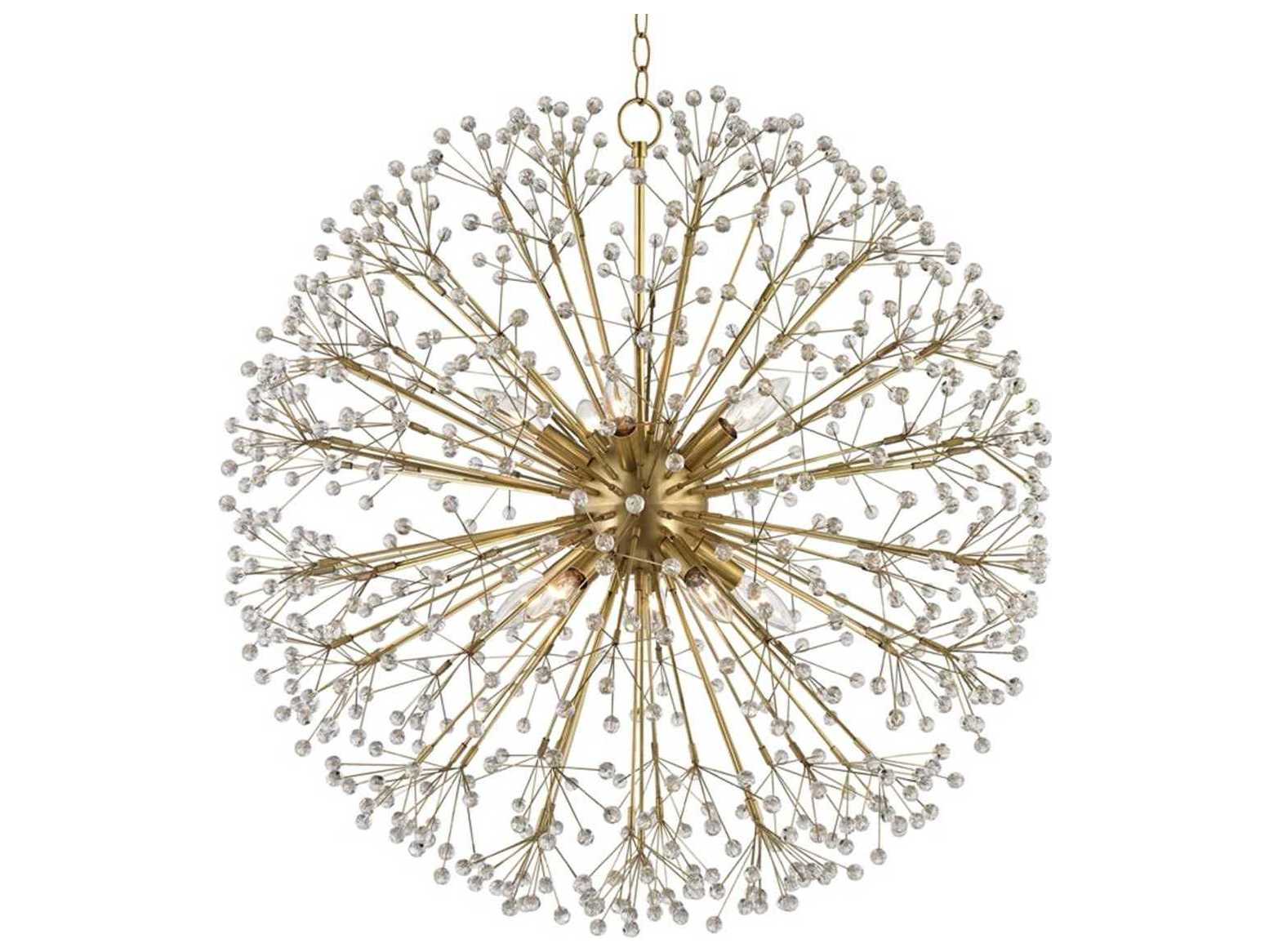 Hudson Valley Dunkirk 10-Light Aged Brass Crystal Round Pendant