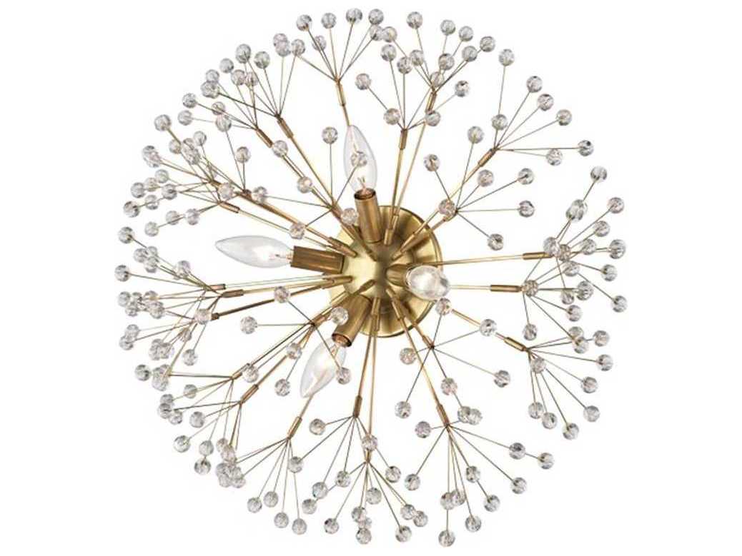 Hudson Valley Dunkirk 4-Light Aged Brass Crystal Wall Sconce